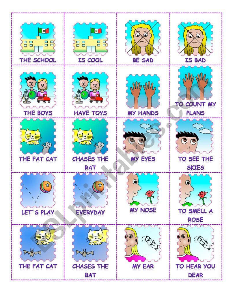 Rhymes phrases worksheet