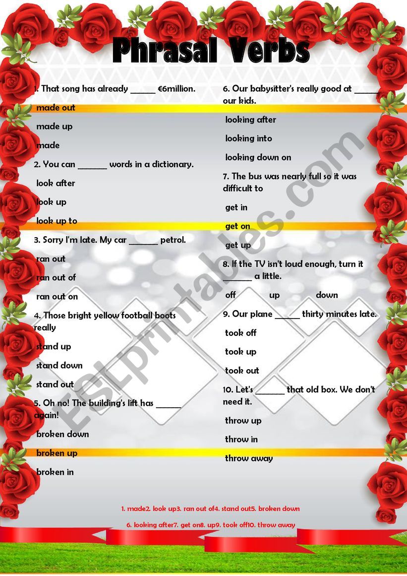 phrasal verb worksheet