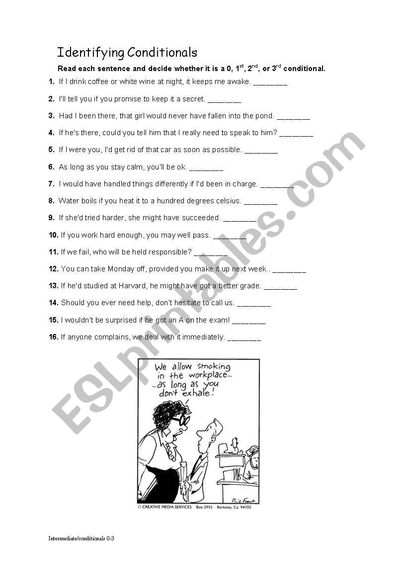 Conditionals 0 to 3 worksheet