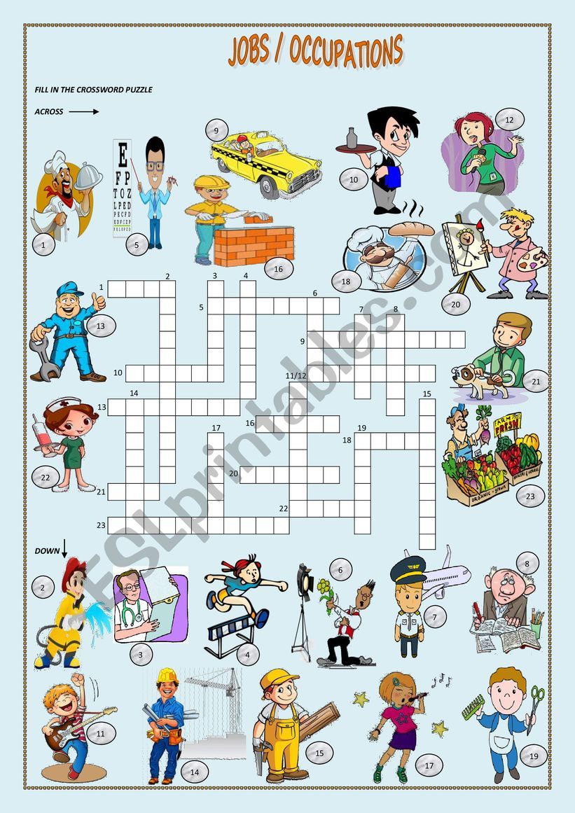 JOBS AND OCCUPATIONS : A CROSSWORD PUZZLE