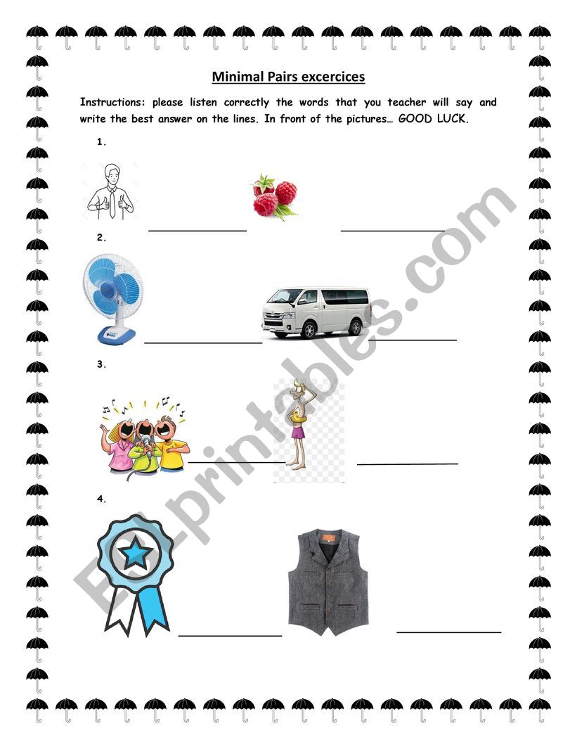 MINIMAL PAIRS worksheet