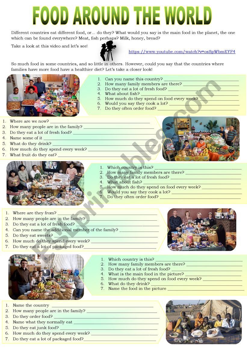 FOOD AROUND THE WORLD worksheet