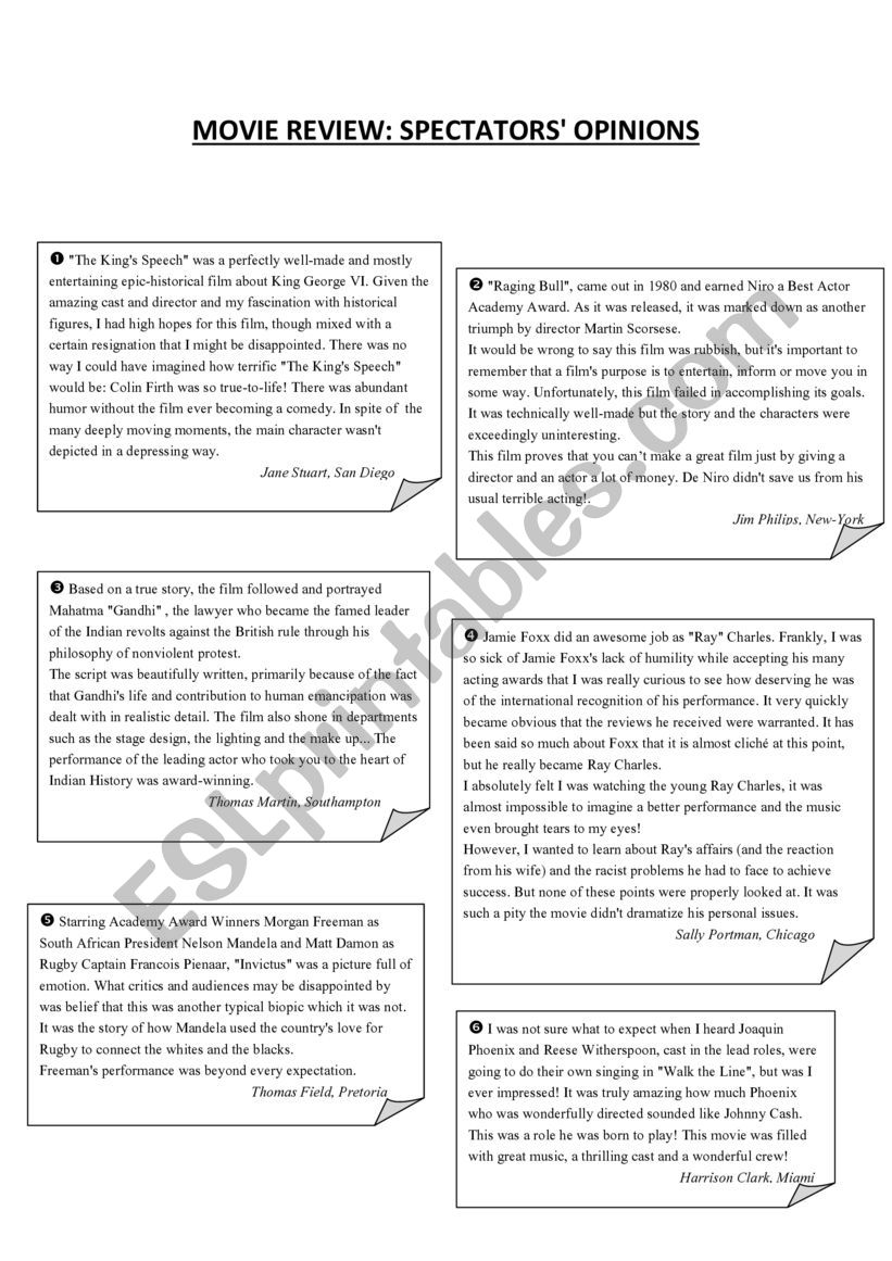 Movie review worksheet