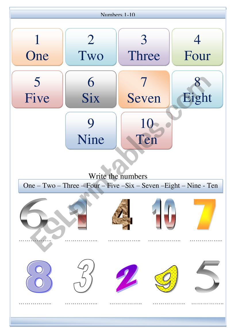 Numbers 1-10 worksheet worksheet