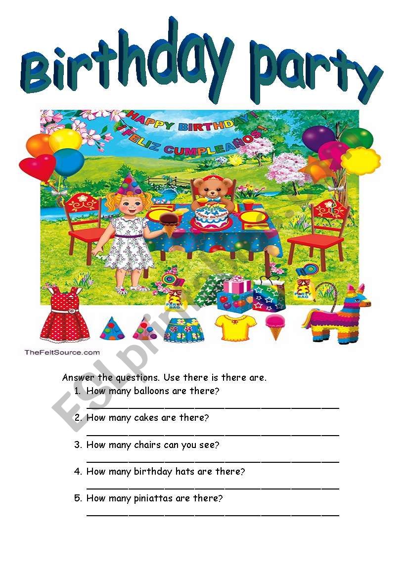 birthday party worksheet