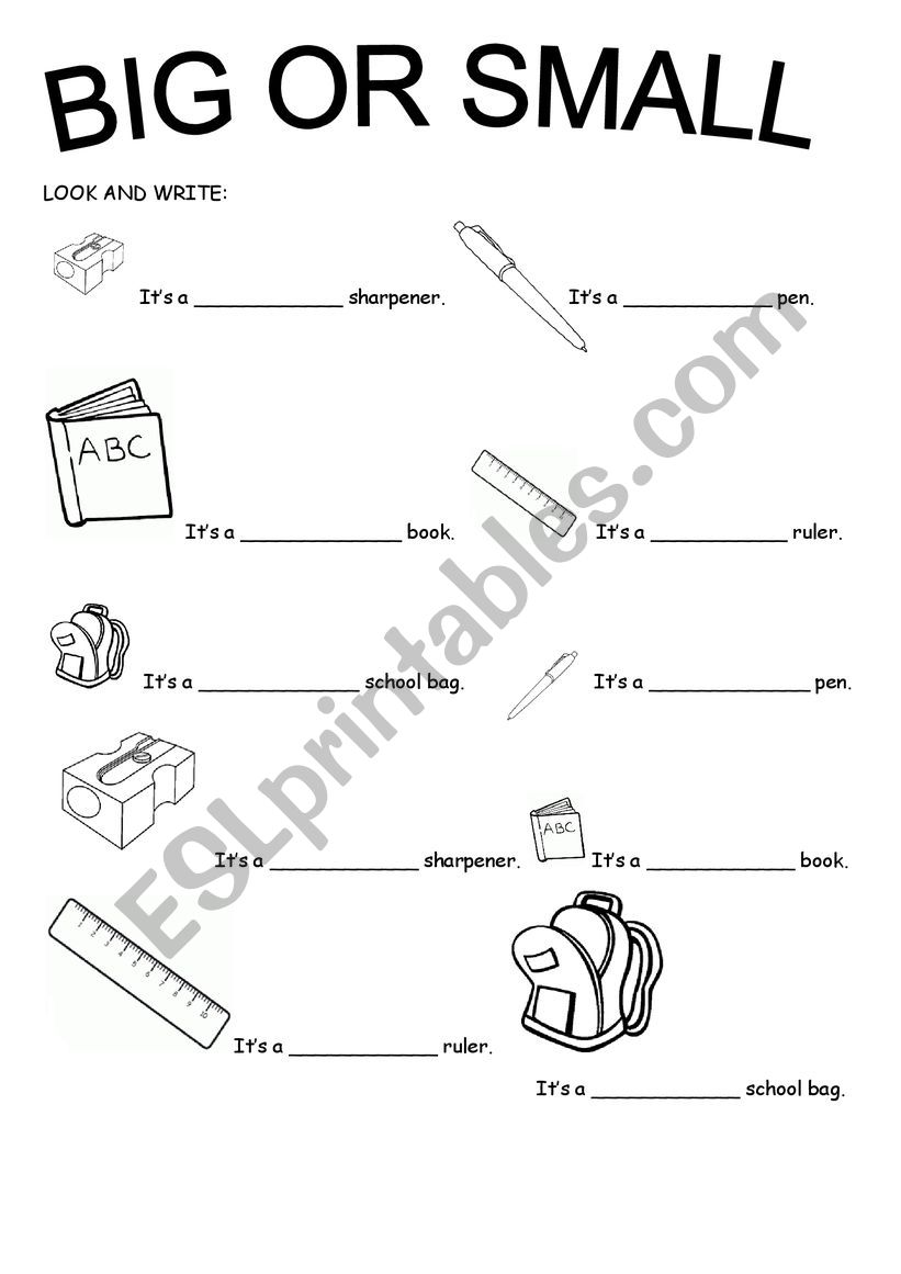 big or small worksheet