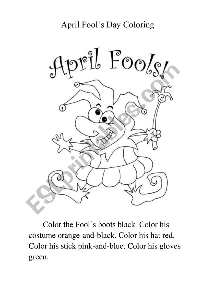 April Fools Day Coloring worksheet