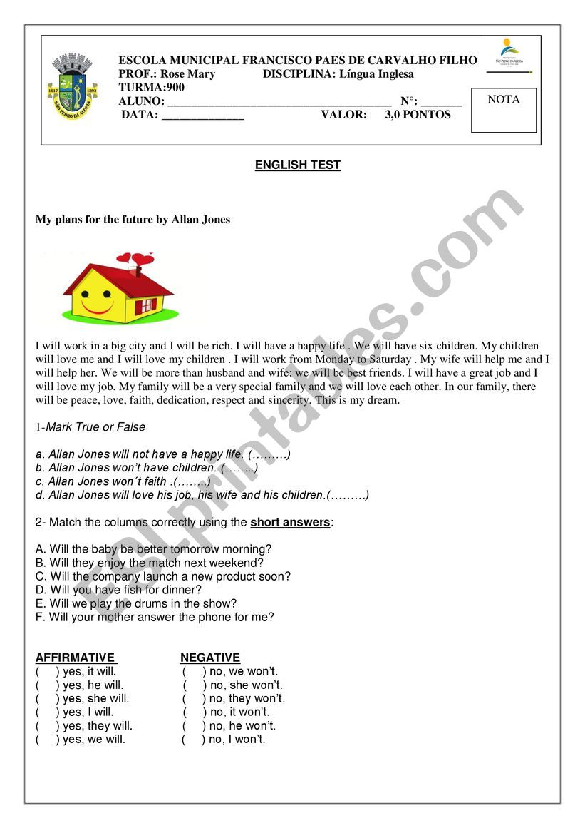 Test - Simple Future worksheet