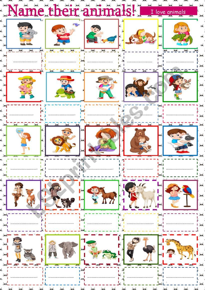 name their animals! worksheet