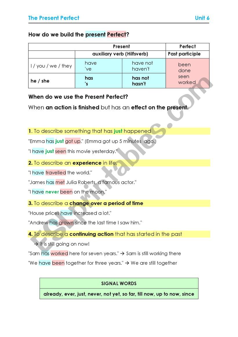 Present Perfect worksheet