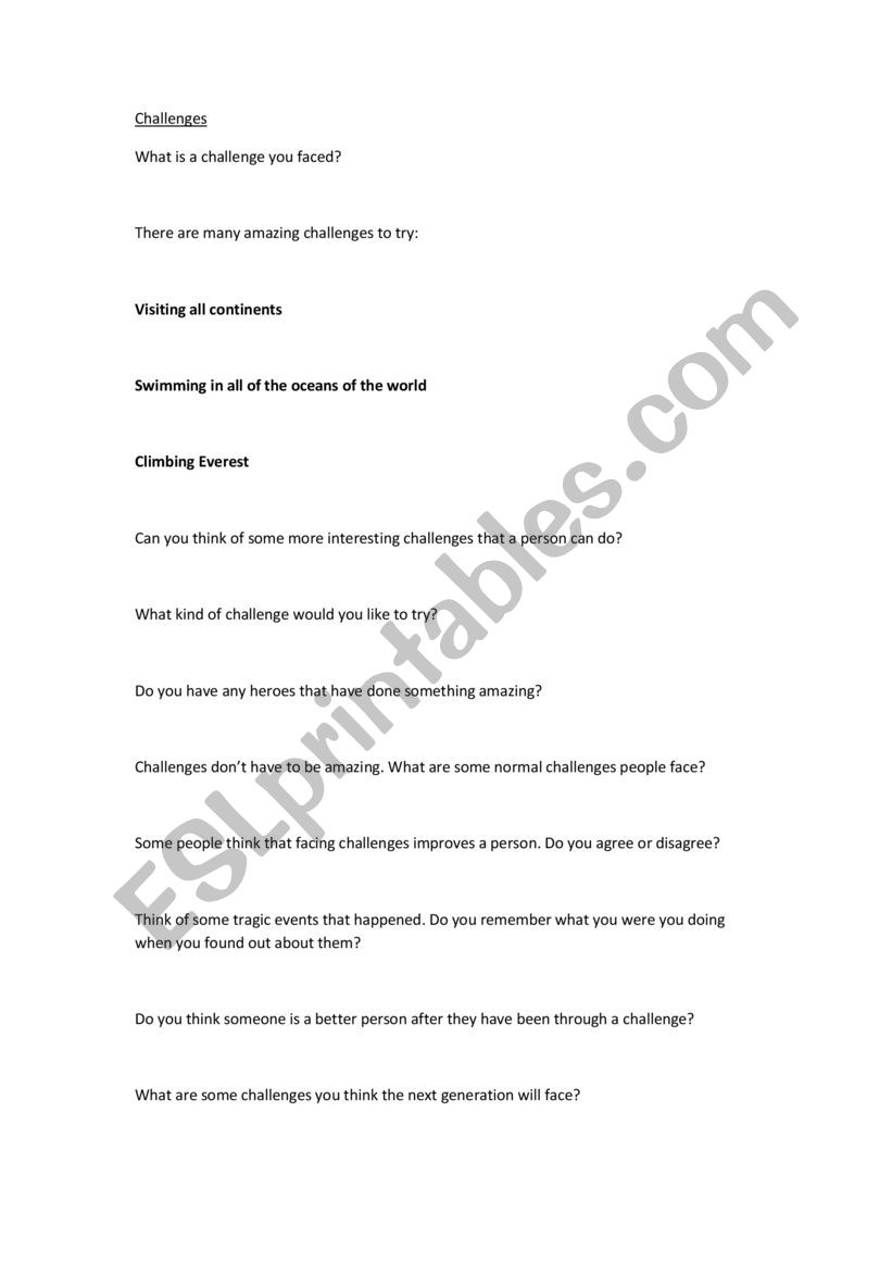 speaking ideas worksheet