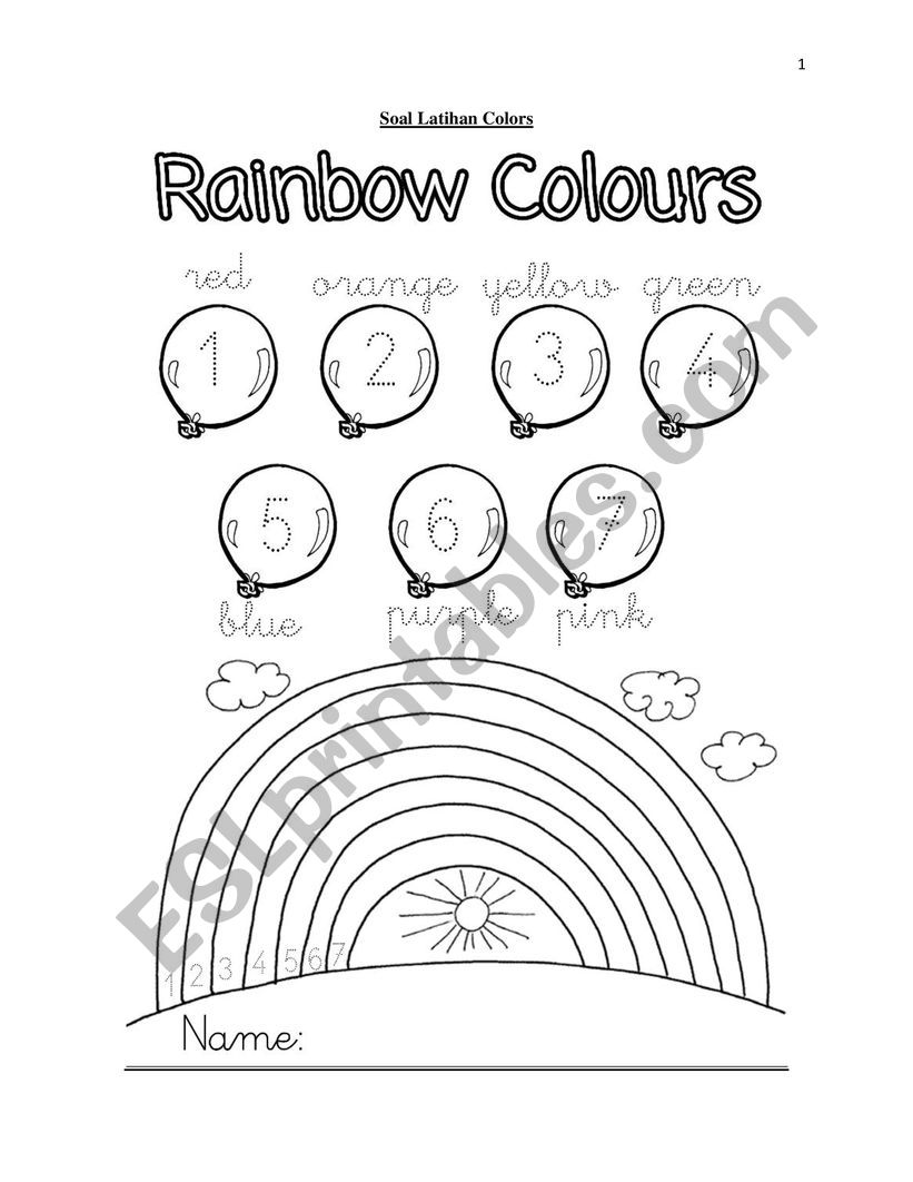 Rainbow colour worksheet