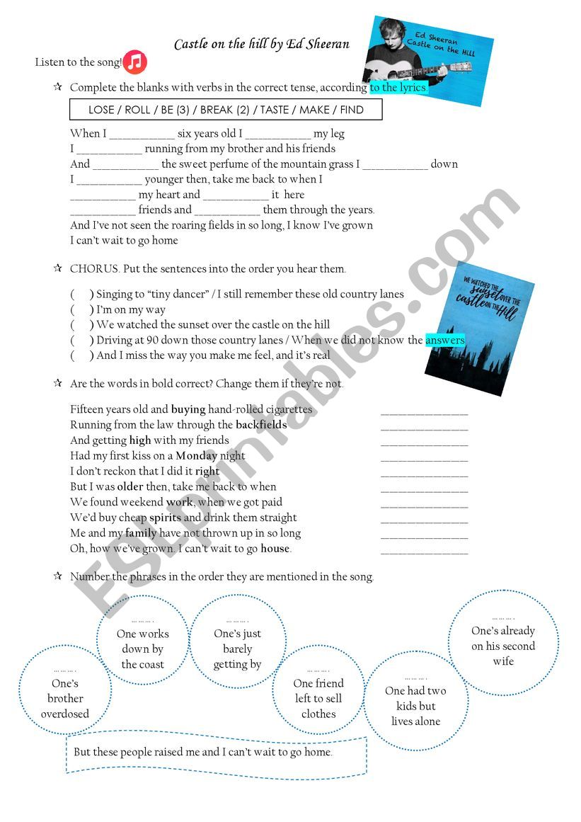 Past Simple Song worksheet