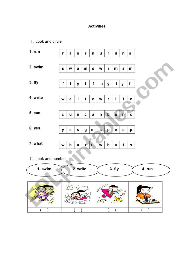 activities worksheet