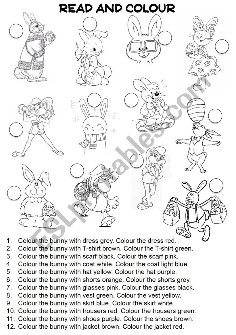 BUNNIES AND CLOTHES worksheet