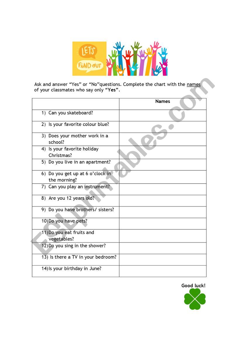 Speaking worksheet