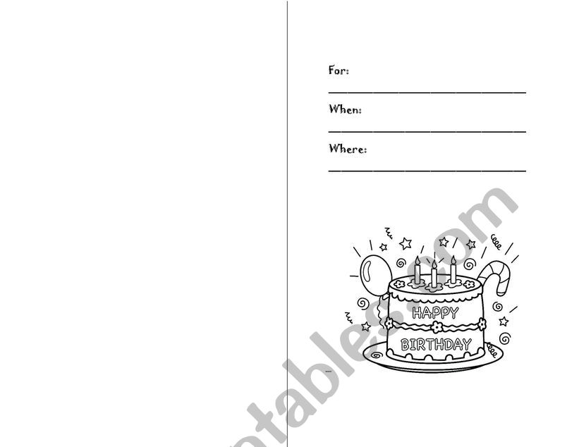 Birthday invitation worksheet