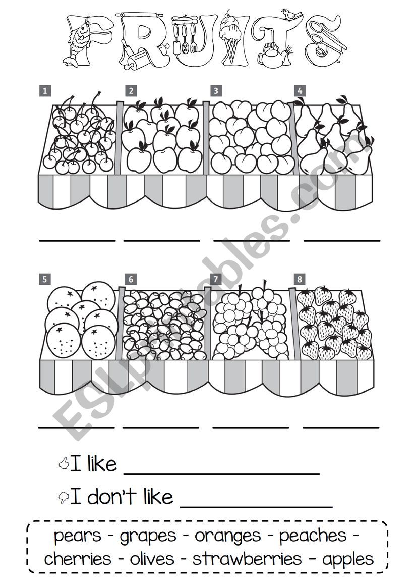 FRUITS I LIKE worksheet