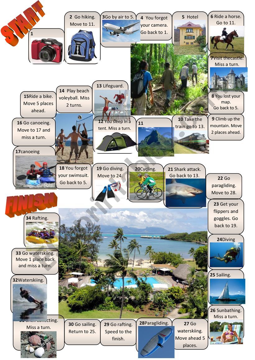 Holiday board game worksheet