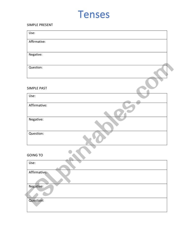 tenses worksheet