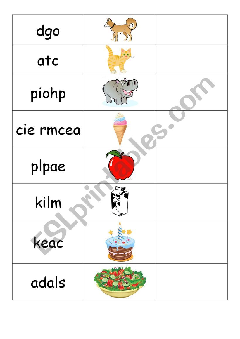 scramble words - Review worksheet