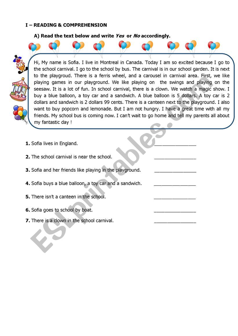 reading and writing worksheet