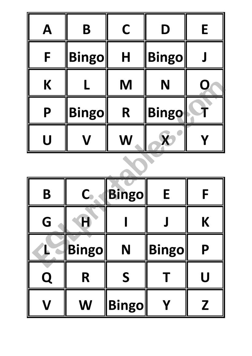ABC Bingo worksheet