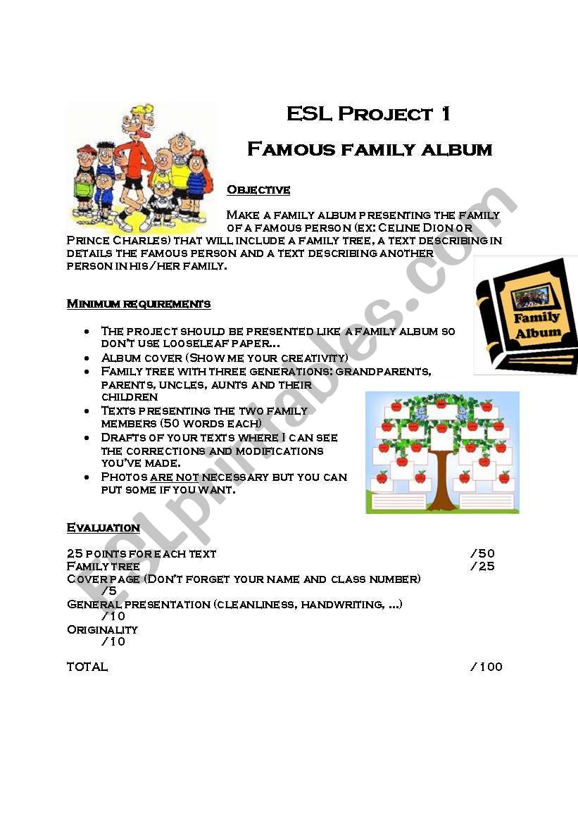 Famous family album worksheet