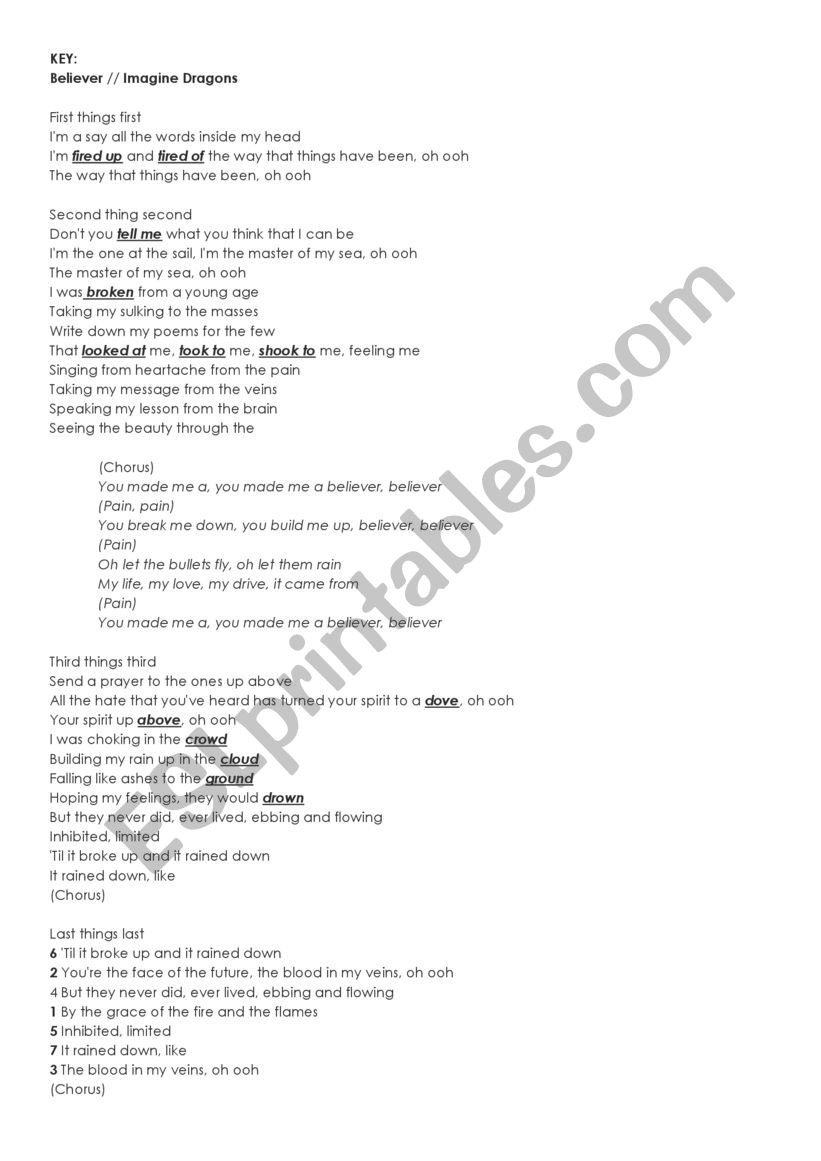 Believer song lyrics