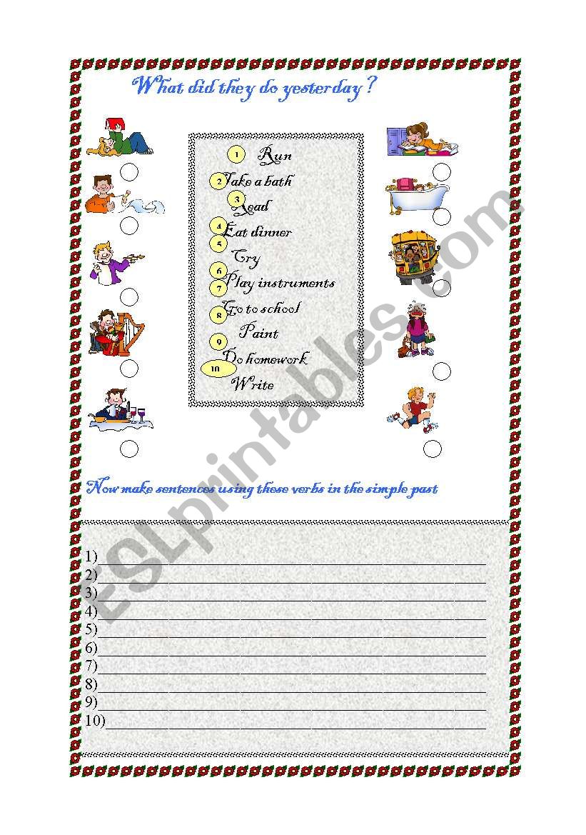 What did they do yesterday worksheet