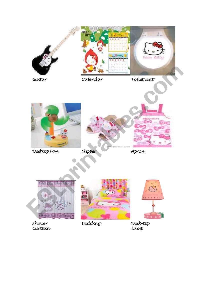 Household items worksheet