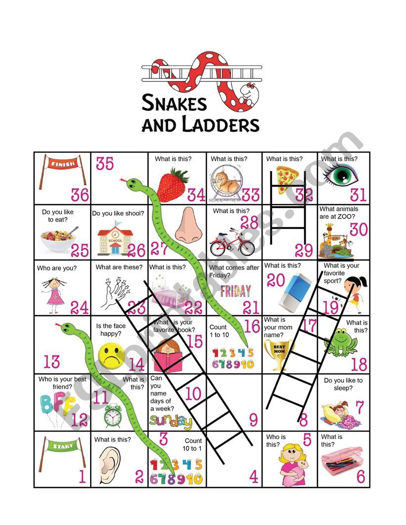 Snakes and Ladders Game worksheet