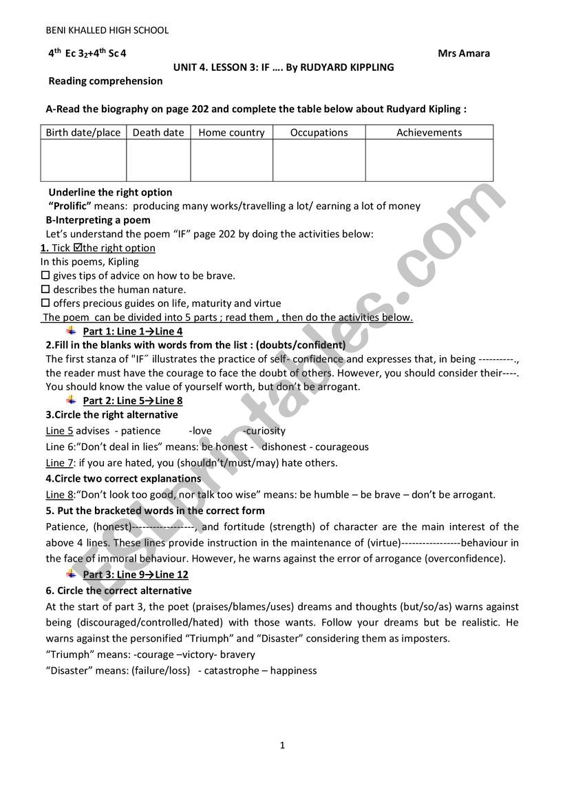 UNIT 4 LESSON 3 BAC  worksheet