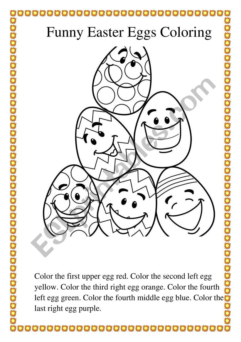 Funny Easter Eggs Coloring worksheet