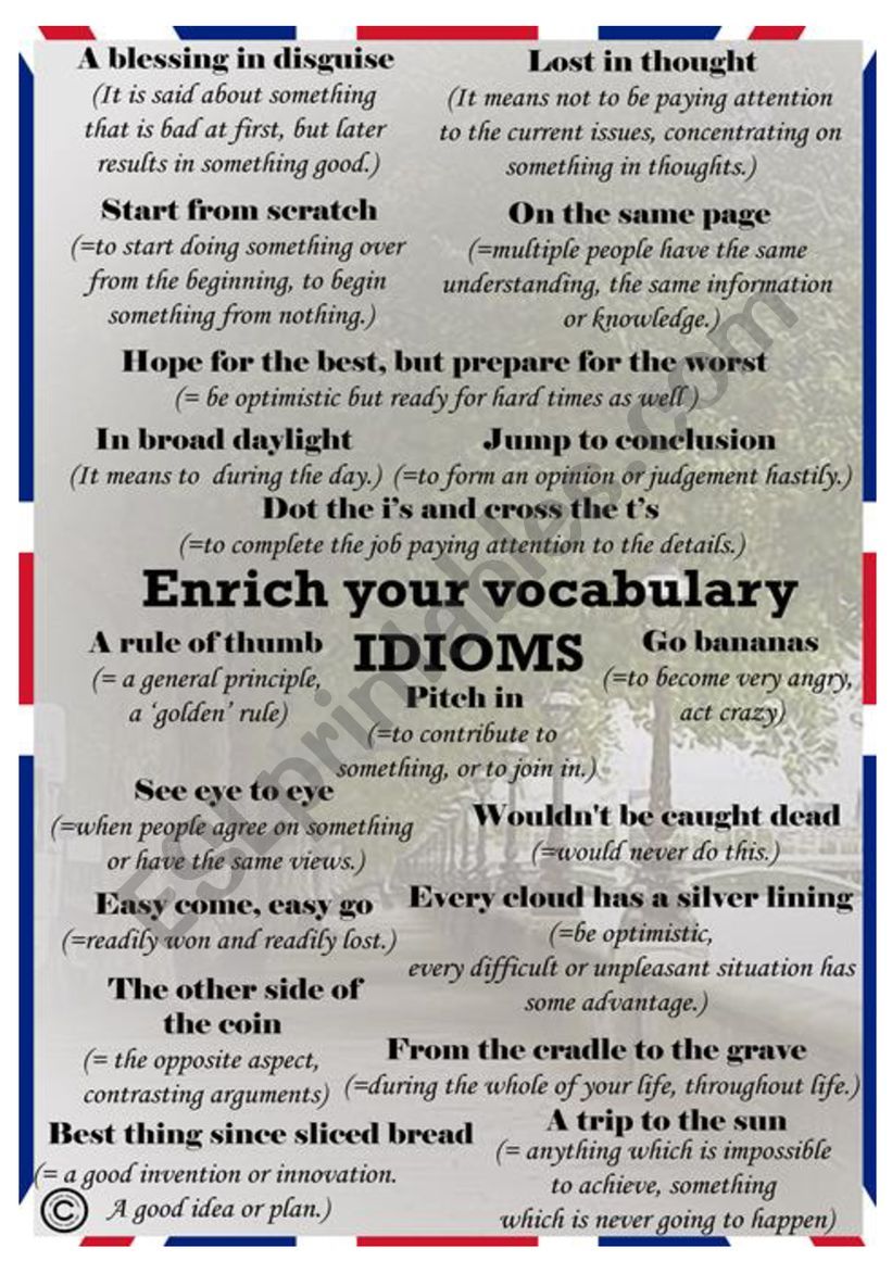 A poster IDIOMATIC EXPRESSIONS (part 1)