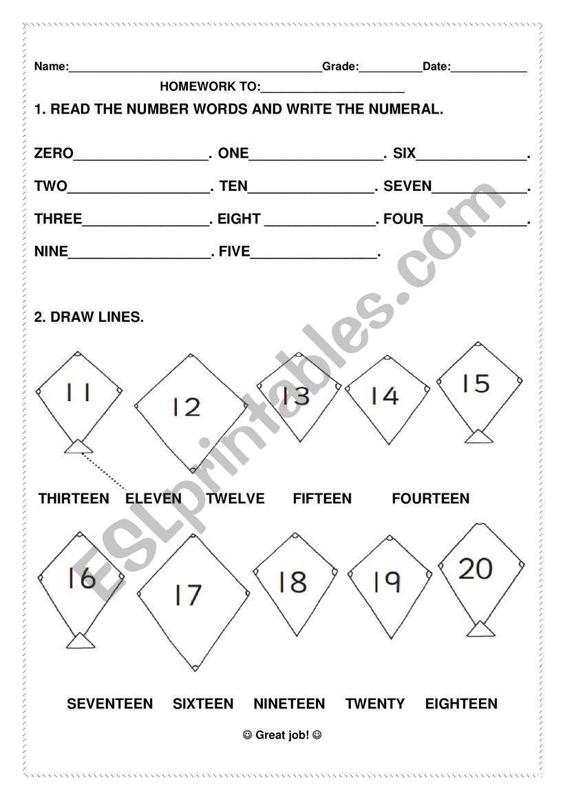 Easy numbers worksheet