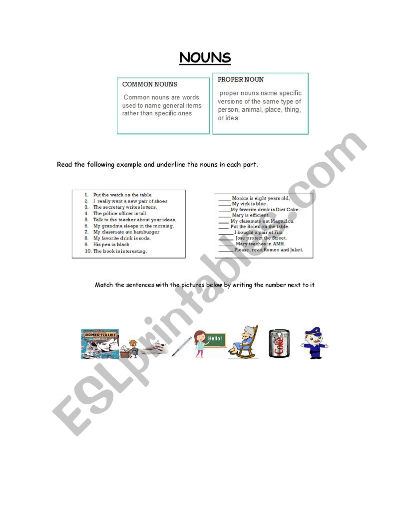 common and proper noun worksheet