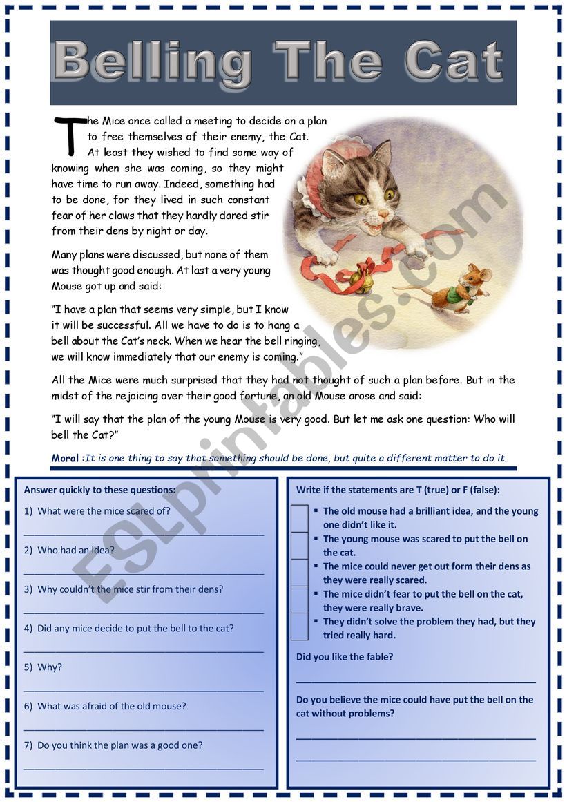 29 Top Images Belling The Cat Pdf - Belling The Cat An Adapted Fable