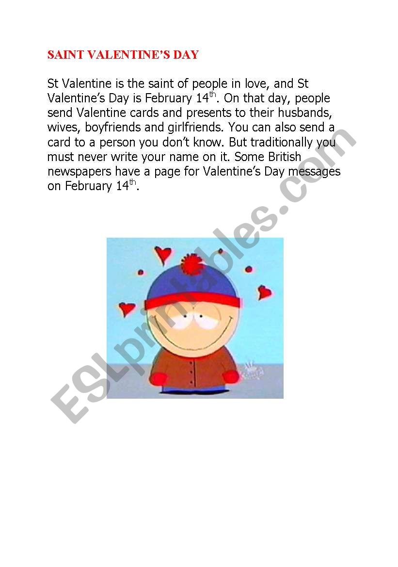 Valentines Day worksheet