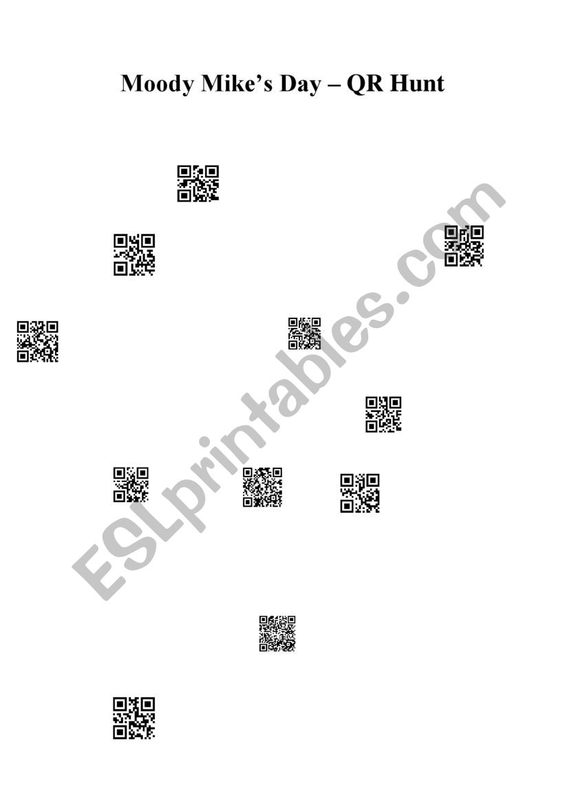 Moody Mikes Day  QR Hunt worksheet