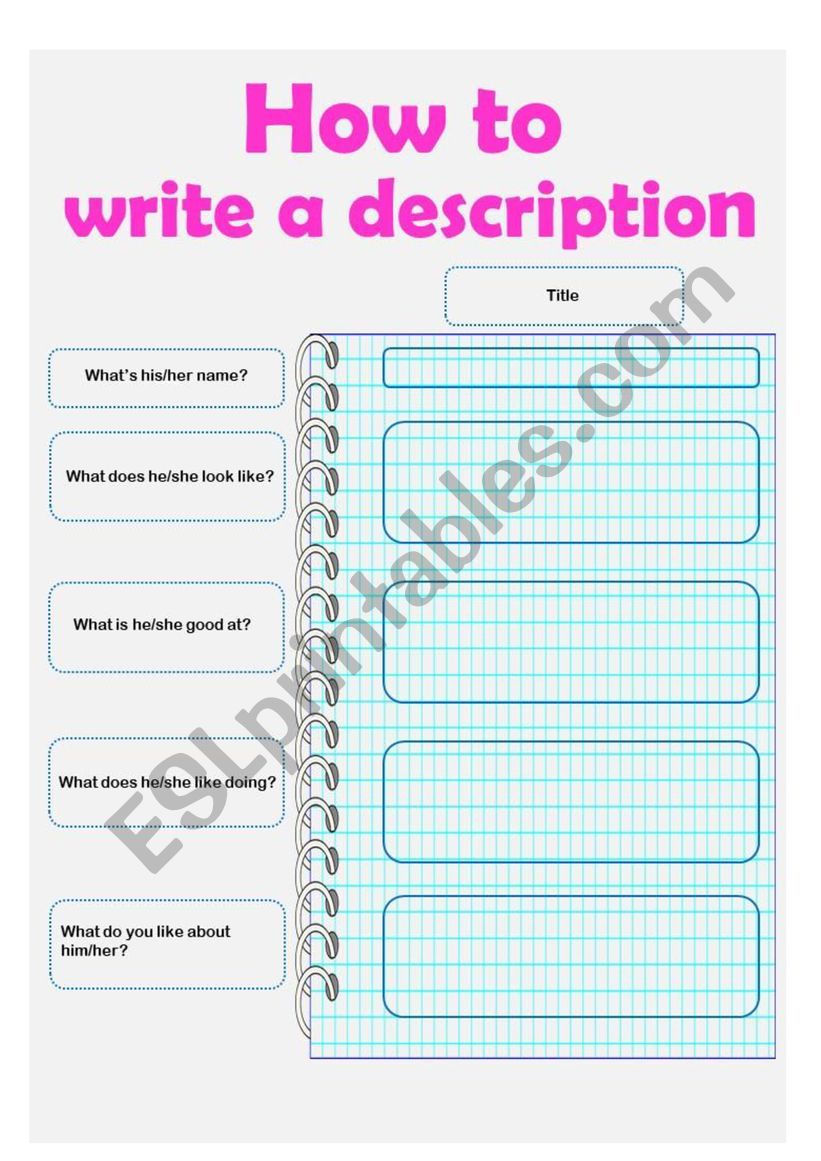 How to write a description worksheet