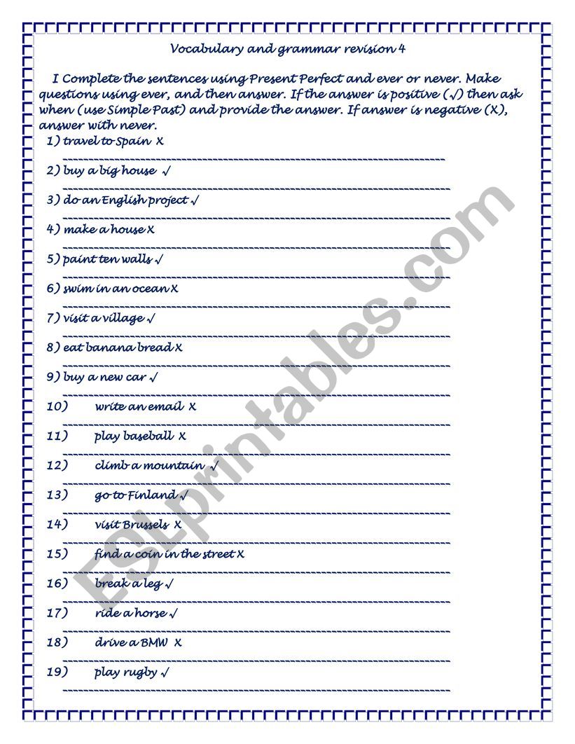 Vocabulary and grammar 4  worksheet