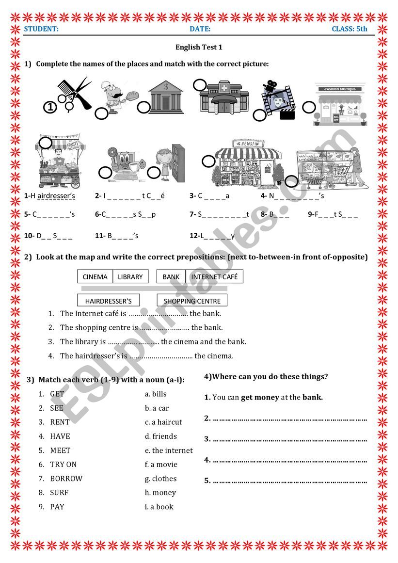 PLACES IN TOWN worksheet