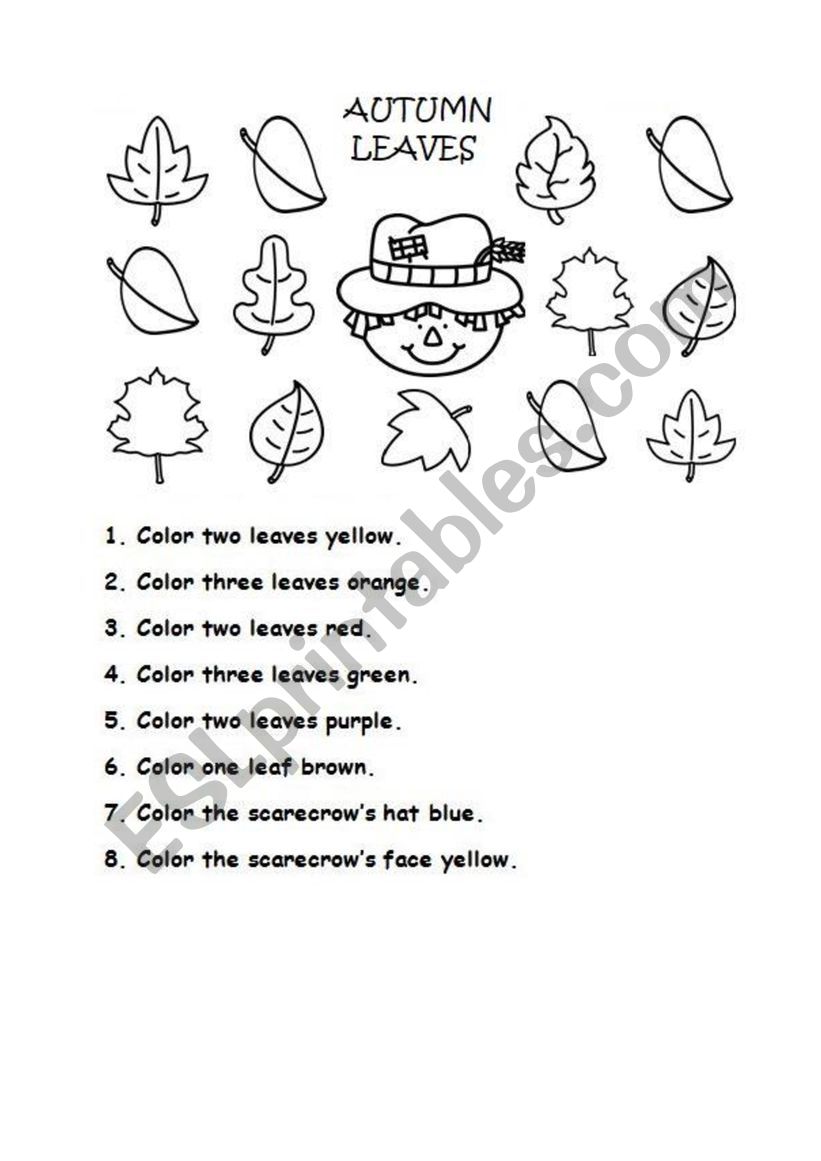 Autumn colouring worksheet