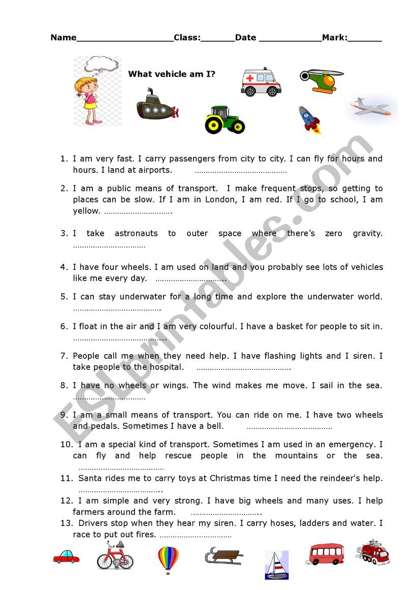 WHO AM I? worksheet