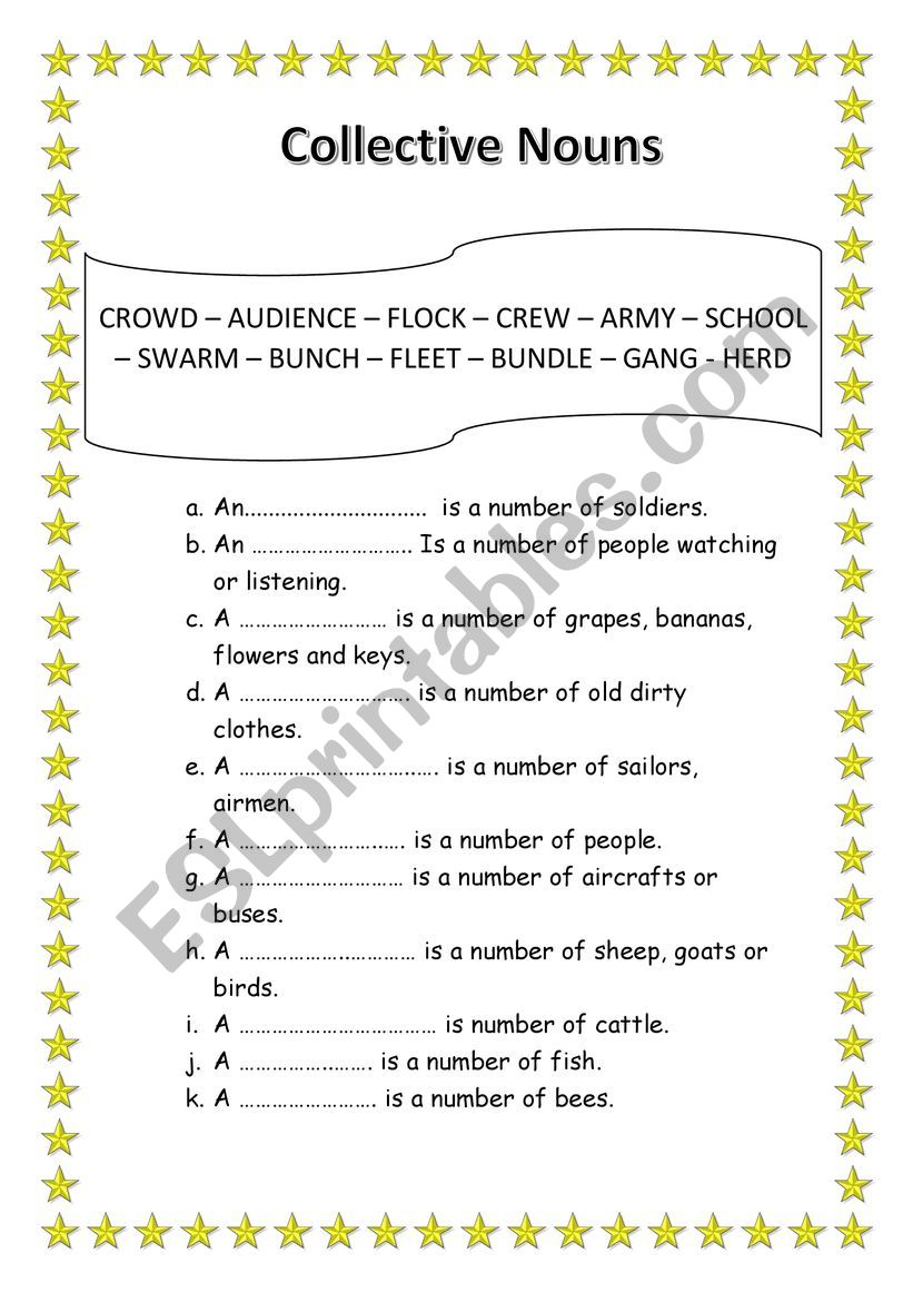 Collective nouns worksheet