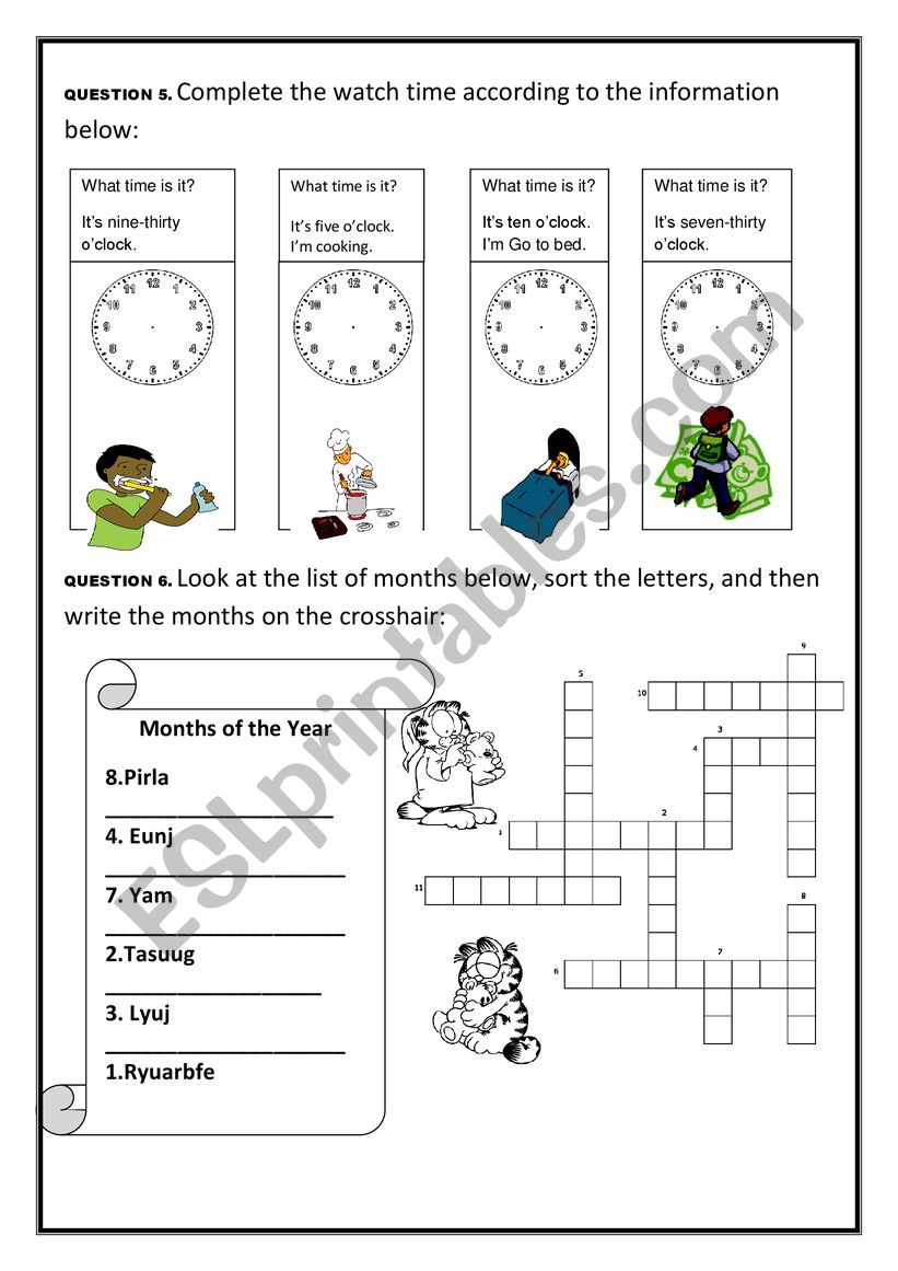 exam worksheet
