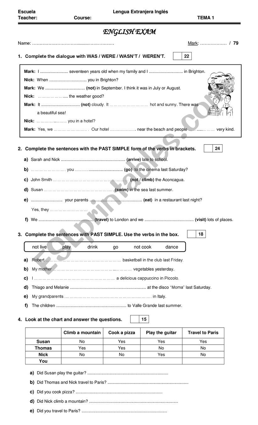 PAST SIMPLE REVISION worksheet