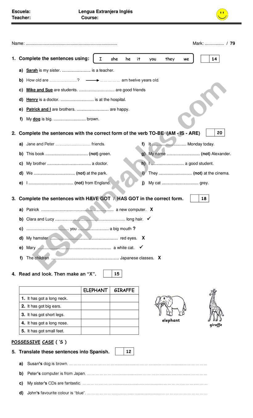 VERB TO BE - HAVE GOT REVISION