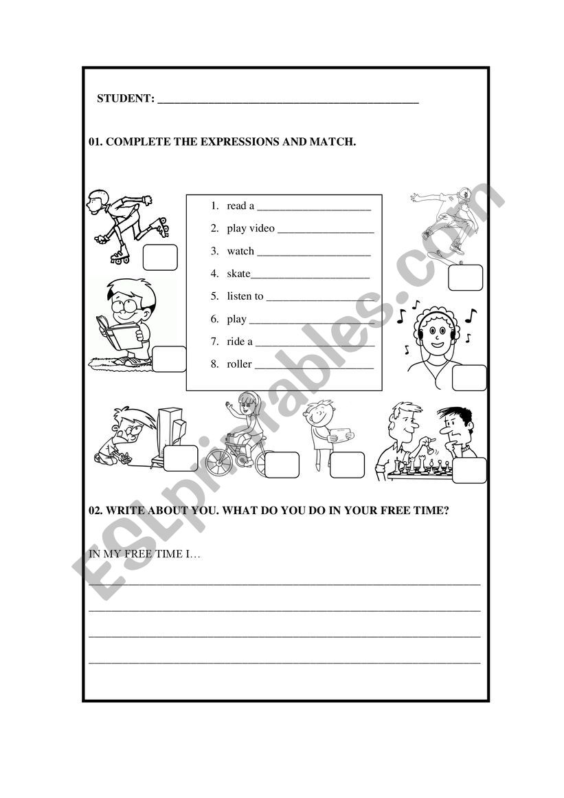 Free time activities worksheet